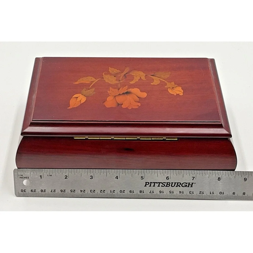 Vintage Reuge Musical Jewelry Box The Magic‎ Flute Inlay Wood